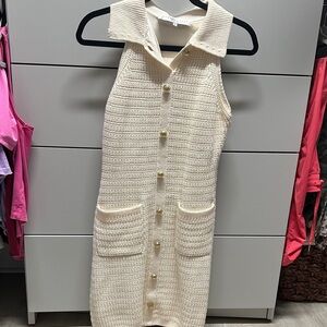 Cream Sleeveless Knit Dress with Pockets